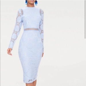 Periwinkle Blue Long Sleeve Lace Dress